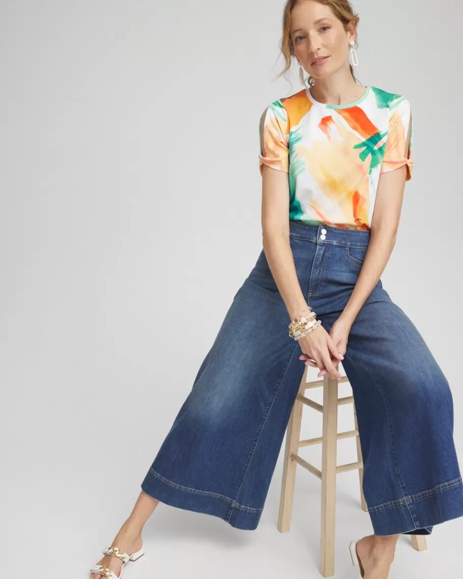 Chico's Abstract Cold Shoulder Tee