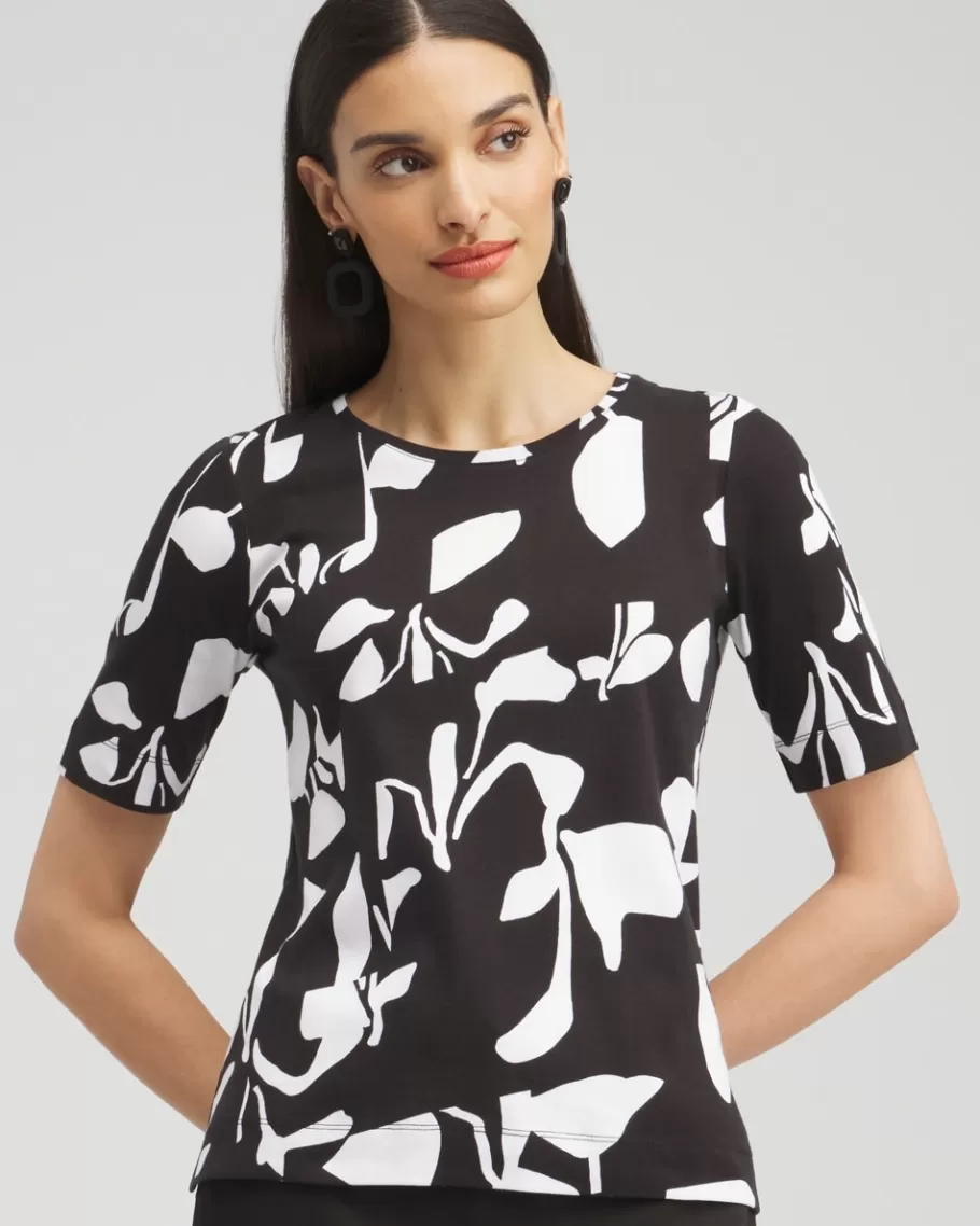 Chico's Abstract Everyday Elbow Sleeve Tee