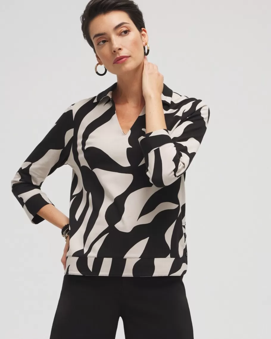 Chico's Abstract Polished Collar Top