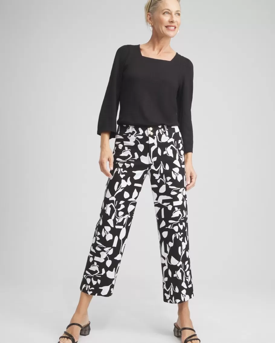 Chico's Abstract Print Trapunto Cropped Pants