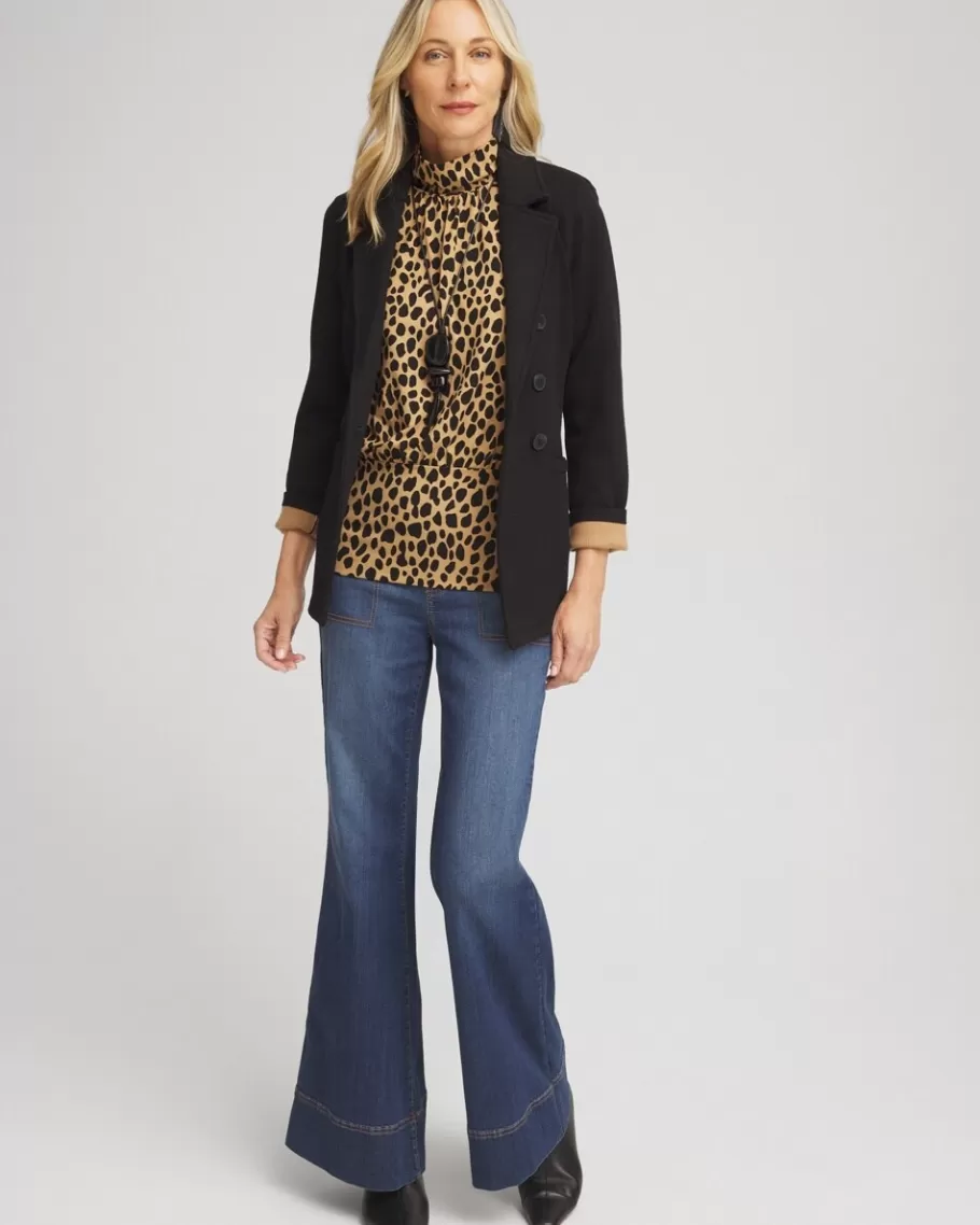 Chico's Animal Print Banded Hem Top