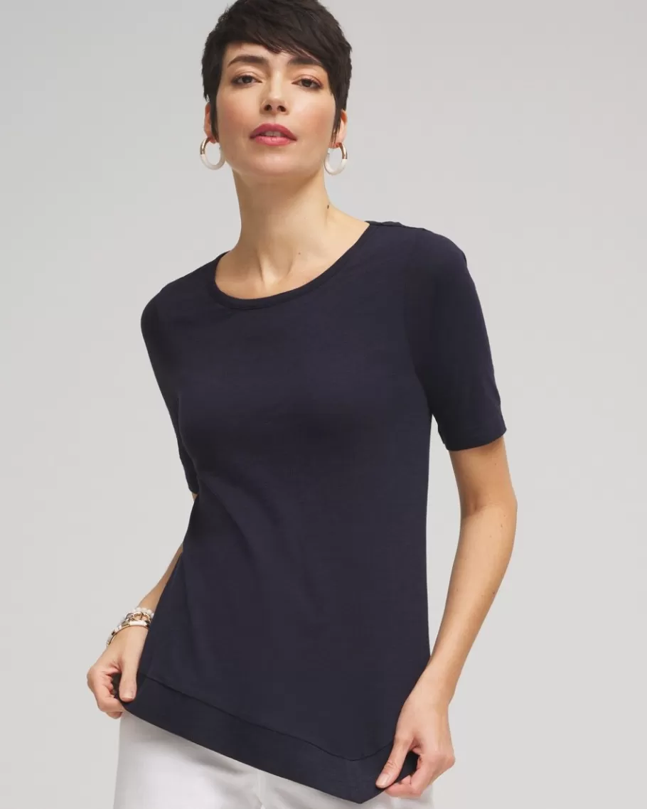 Chico's Asymmetrical Elbow Sleeve Tee