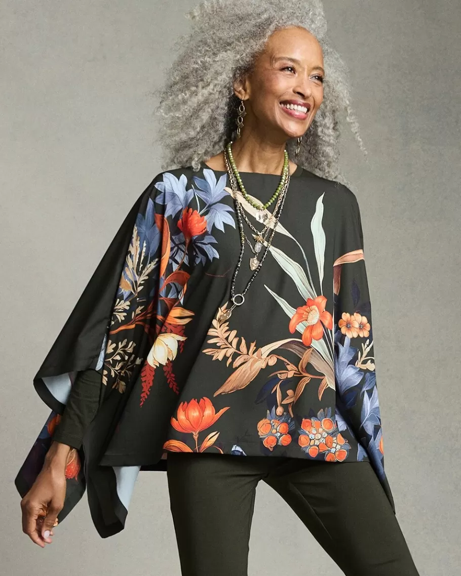 Chico's Autumn Floral Poncho