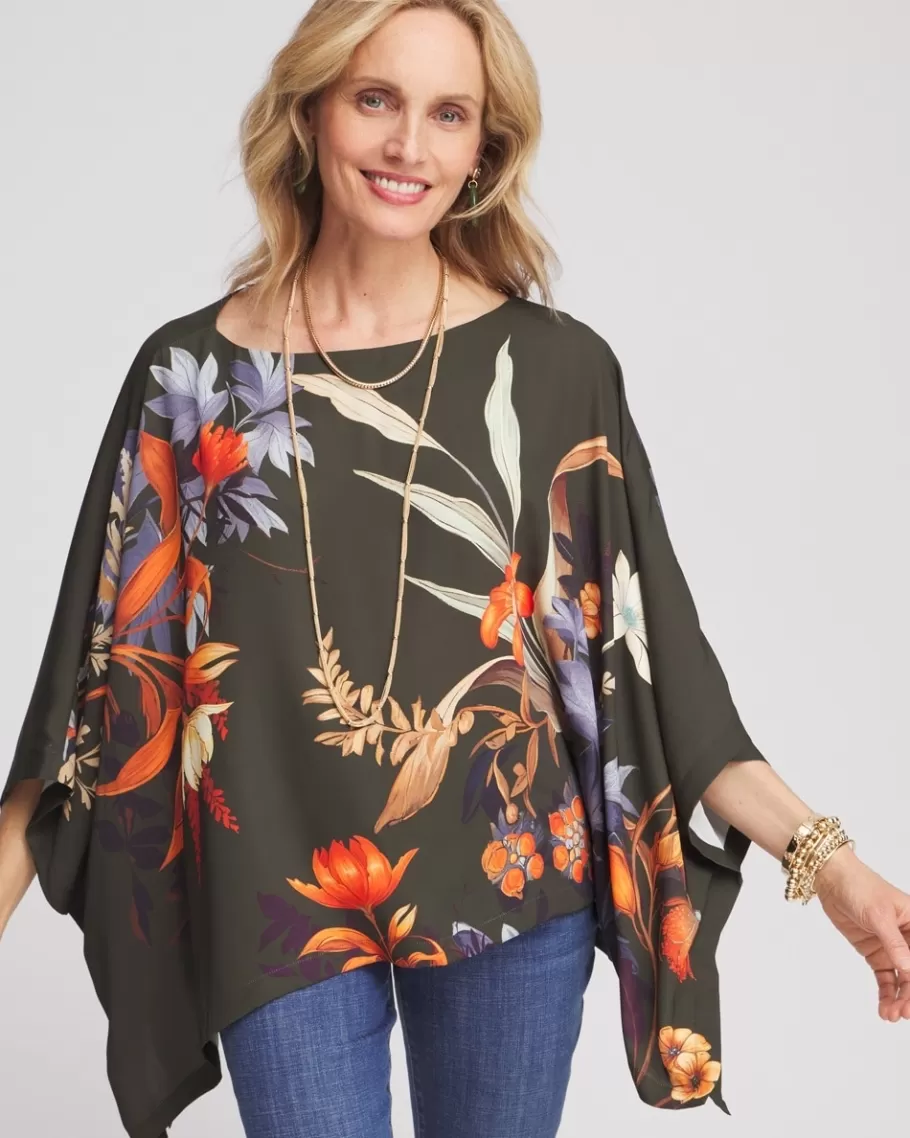 Chico's Autumn Floral Poncho