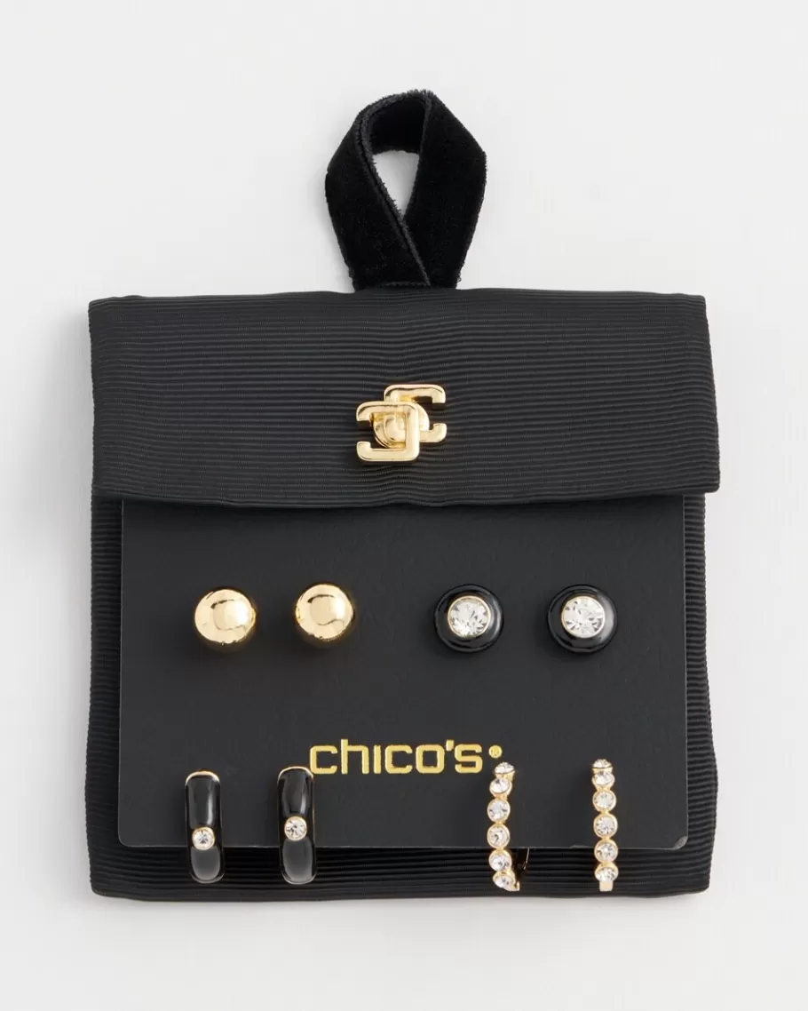 Chico's Black & Gold Earrings Gift Set