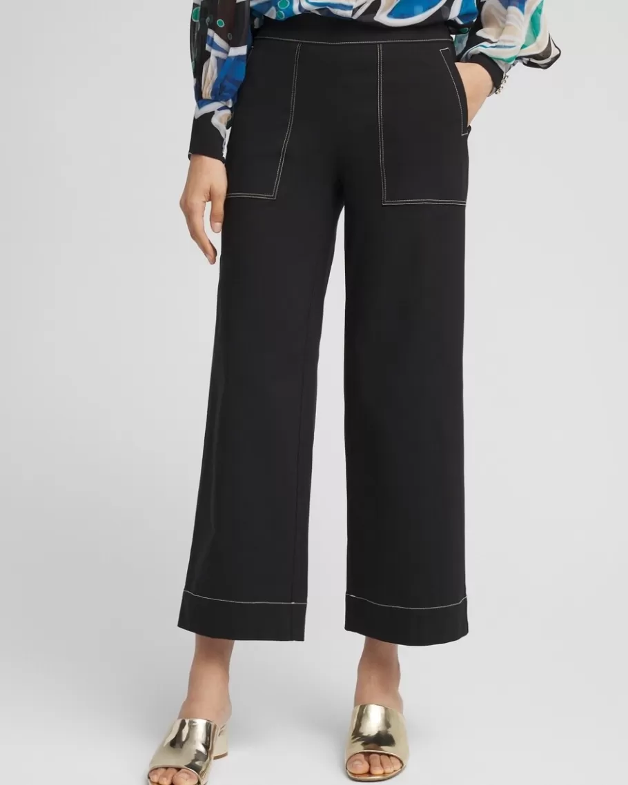 Chico's Brigitte Contrast Stitch Wide Leg Cropped Pants