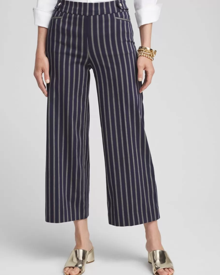 Chico's Brigitte Double Stripe Wide Leg Cropped Pants