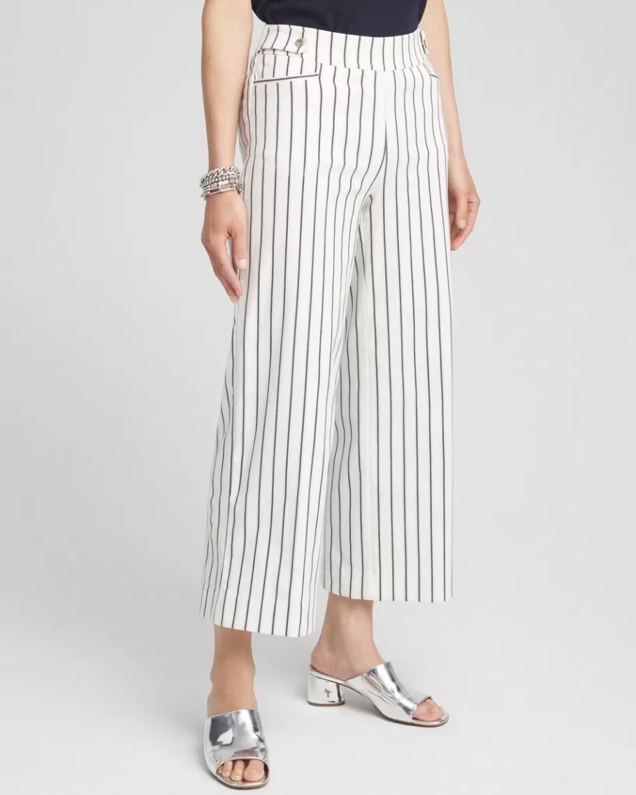 Chico's Brigitte Double Stripe Wide Leg Cropped Pants