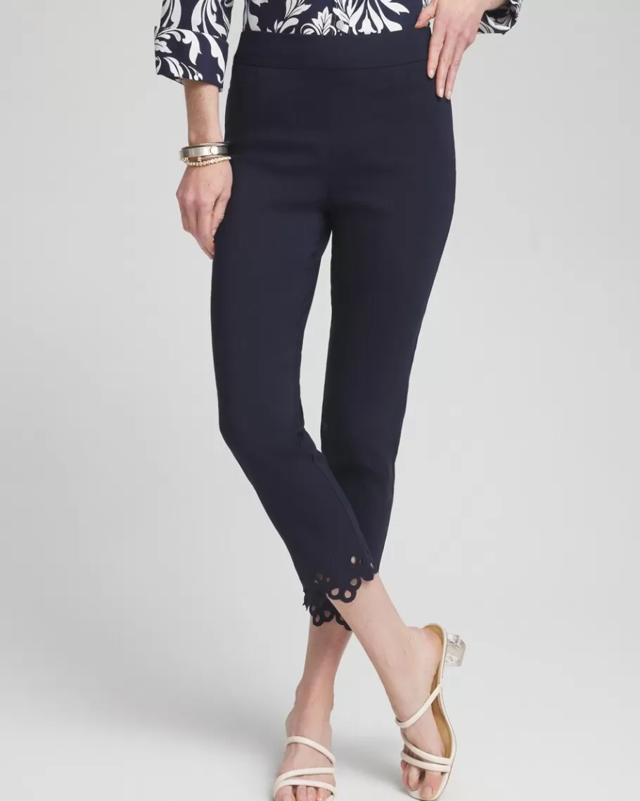 Chico's Brigitte Eyelet Hem Slim Cropped Pants