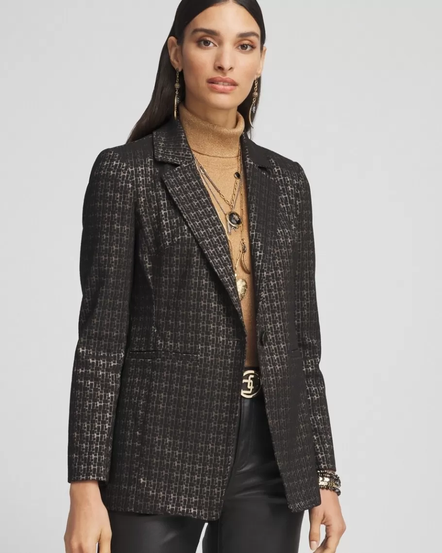 Chico's Brigitte Metallic Tiles Blazer