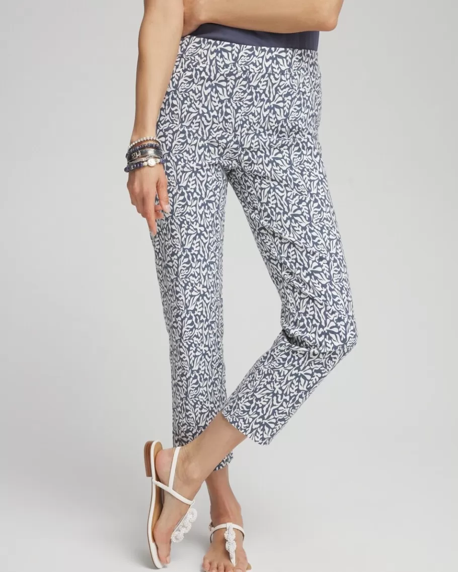 Chico's Brigitte Reef Print Slim Cropped Pants