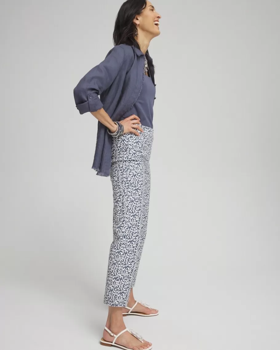 Chico's Brigitte Reef Print Slim Cropped Pants