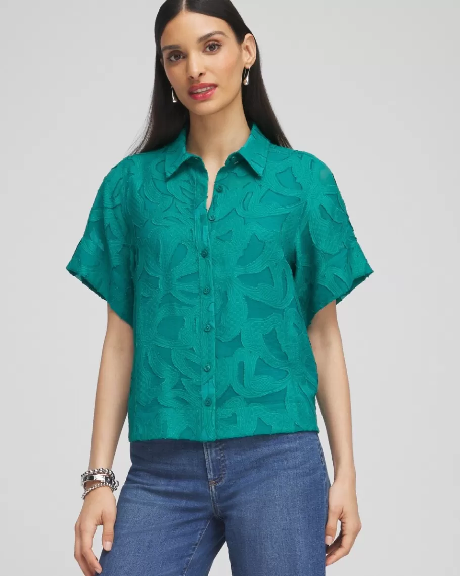 Chico's Burnout Short Sleeve Shirt