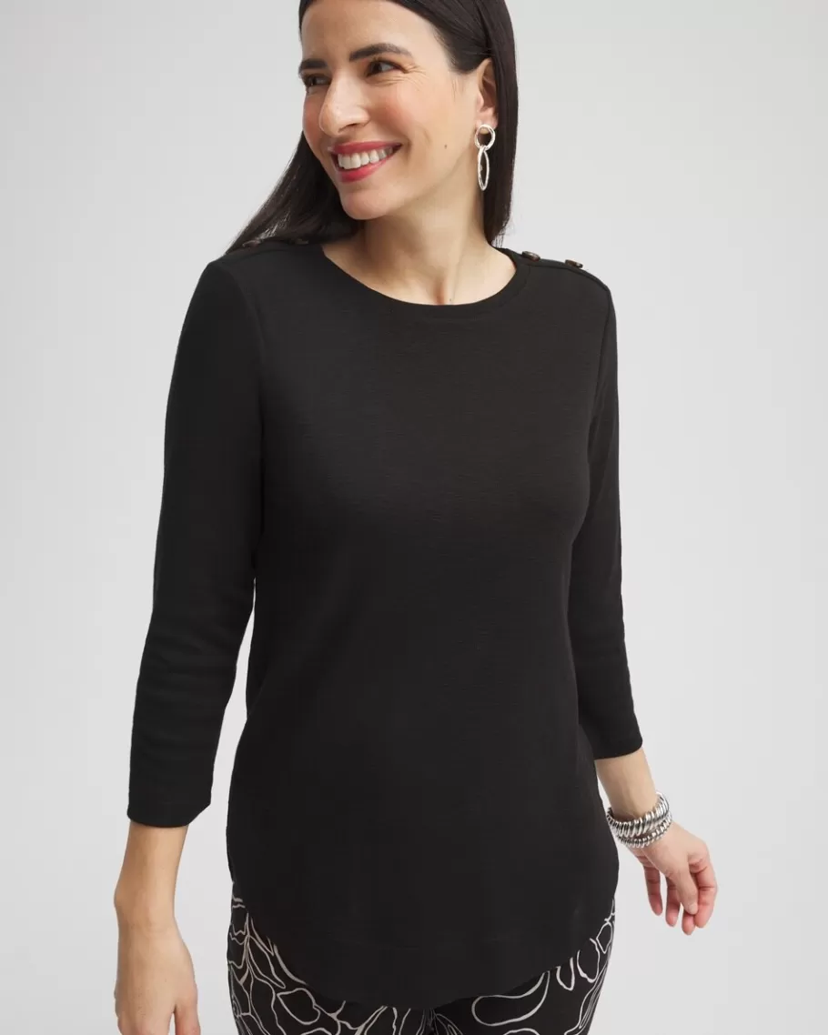 Chico's Button Trim Ribbed Tunic