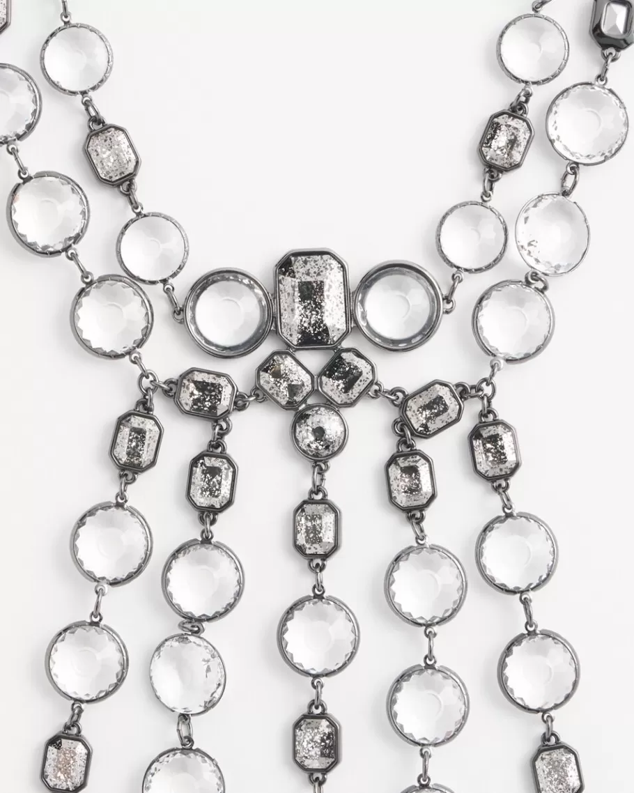 Chico's Cascading Silver Tone Statement Necklace