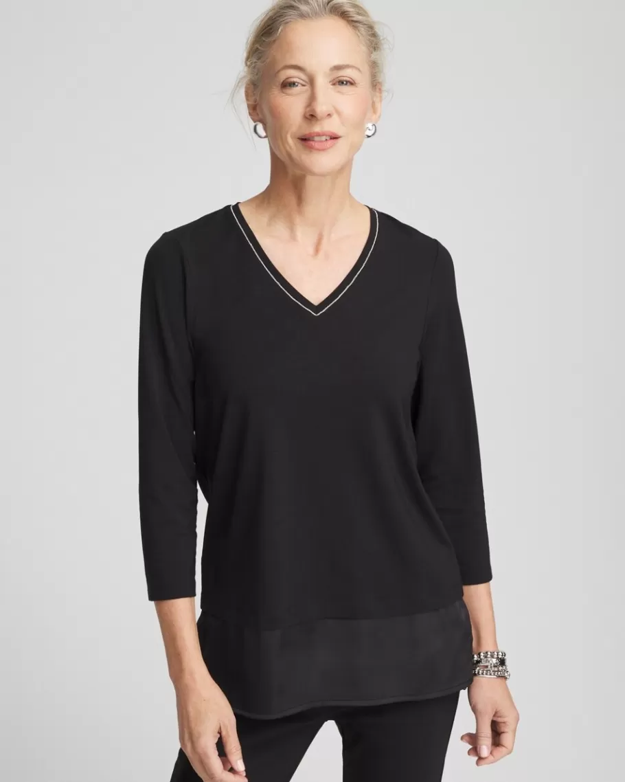 Chico's Caviar Satin Mix Tunic