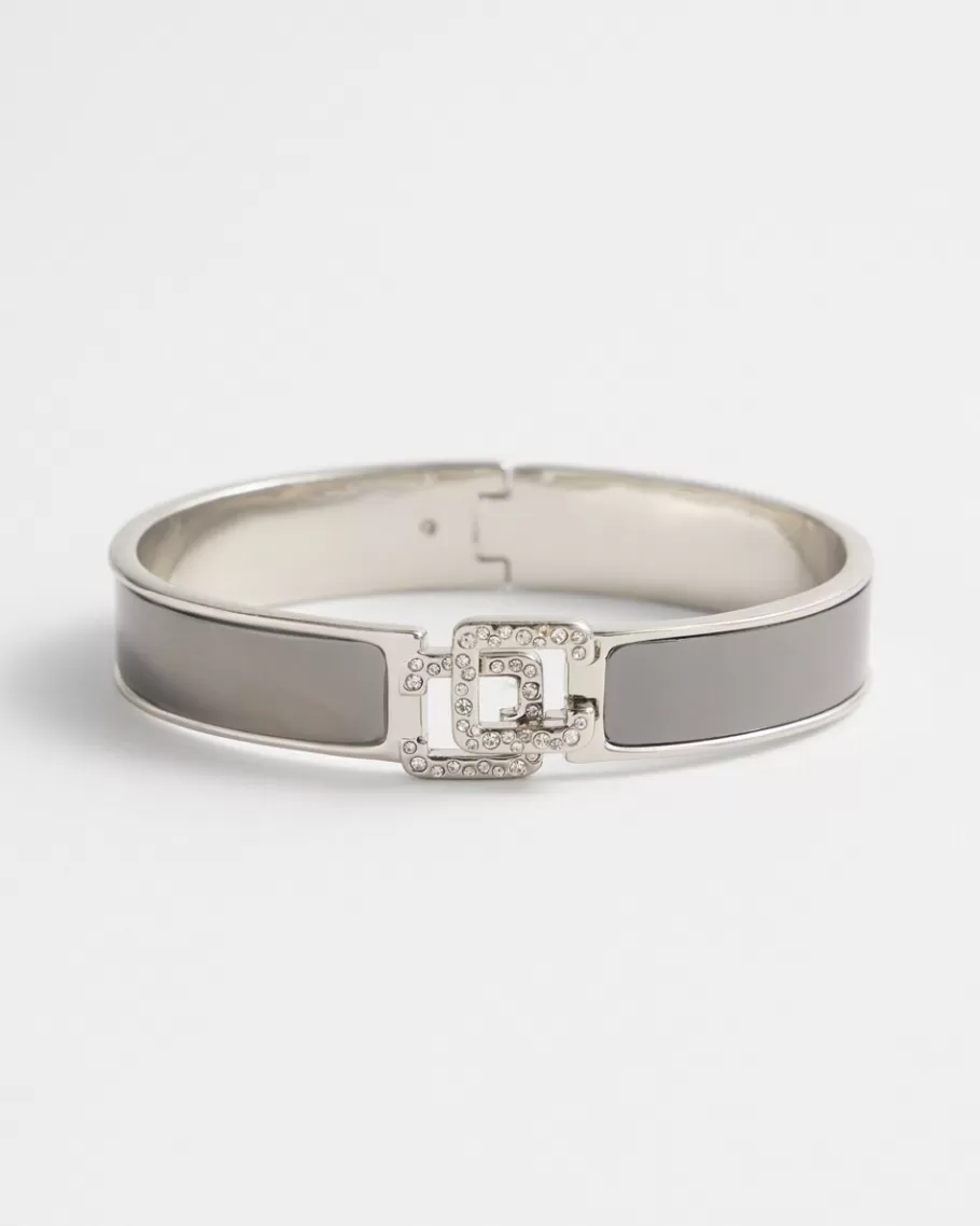 Chico's Click Silver Tone Pavé Bangle Bracelet