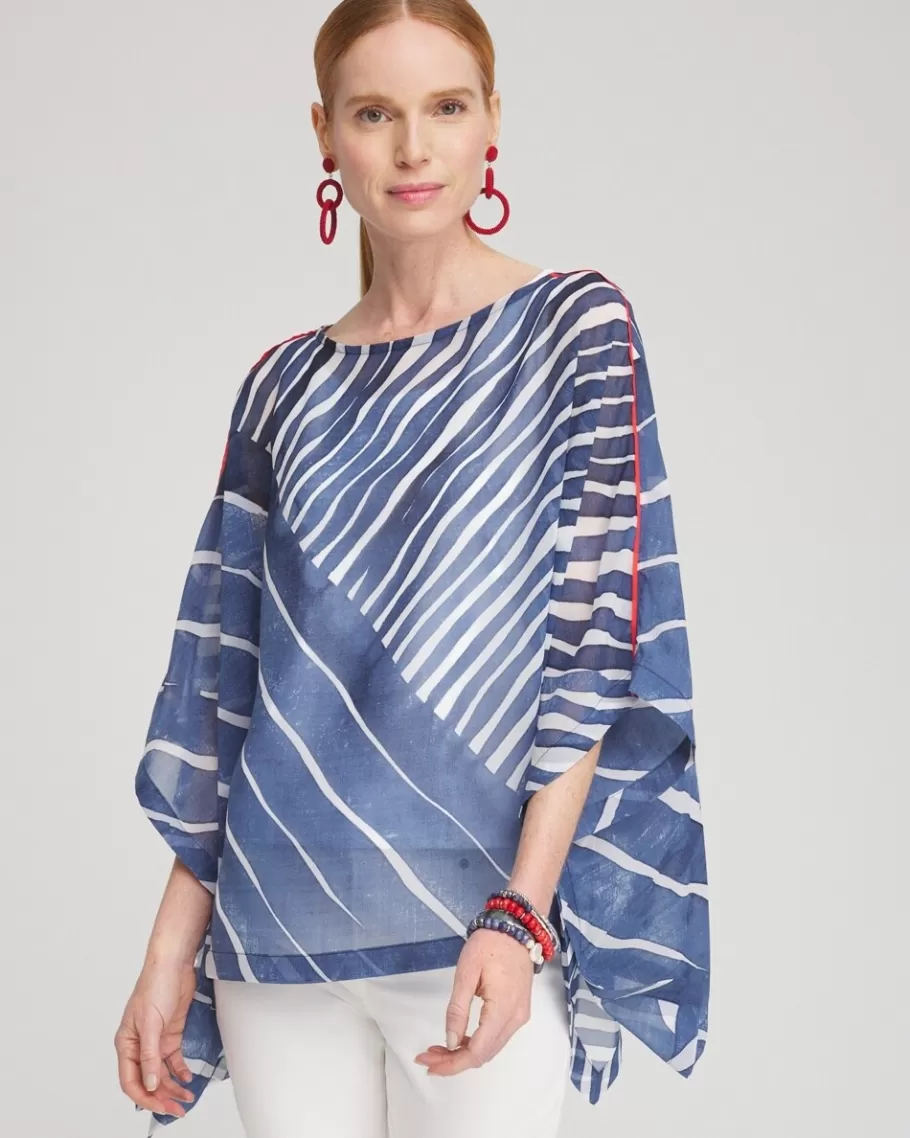 Chico's Chiffon Abstract Lines Poncho