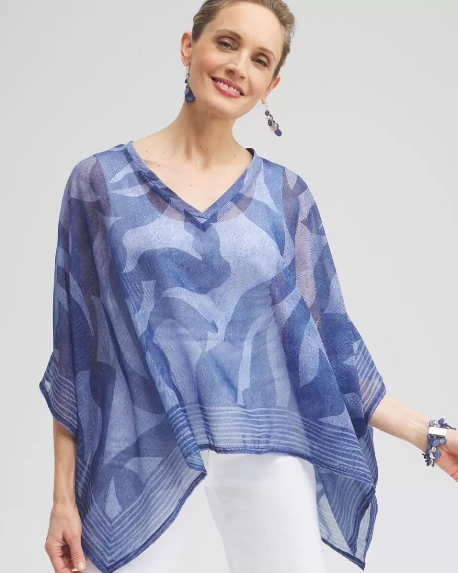 Chico's Chiffon Cool Abstract Poncho