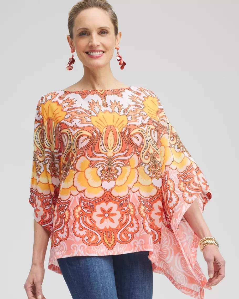 Chico's Chiffon Paisley Poncho