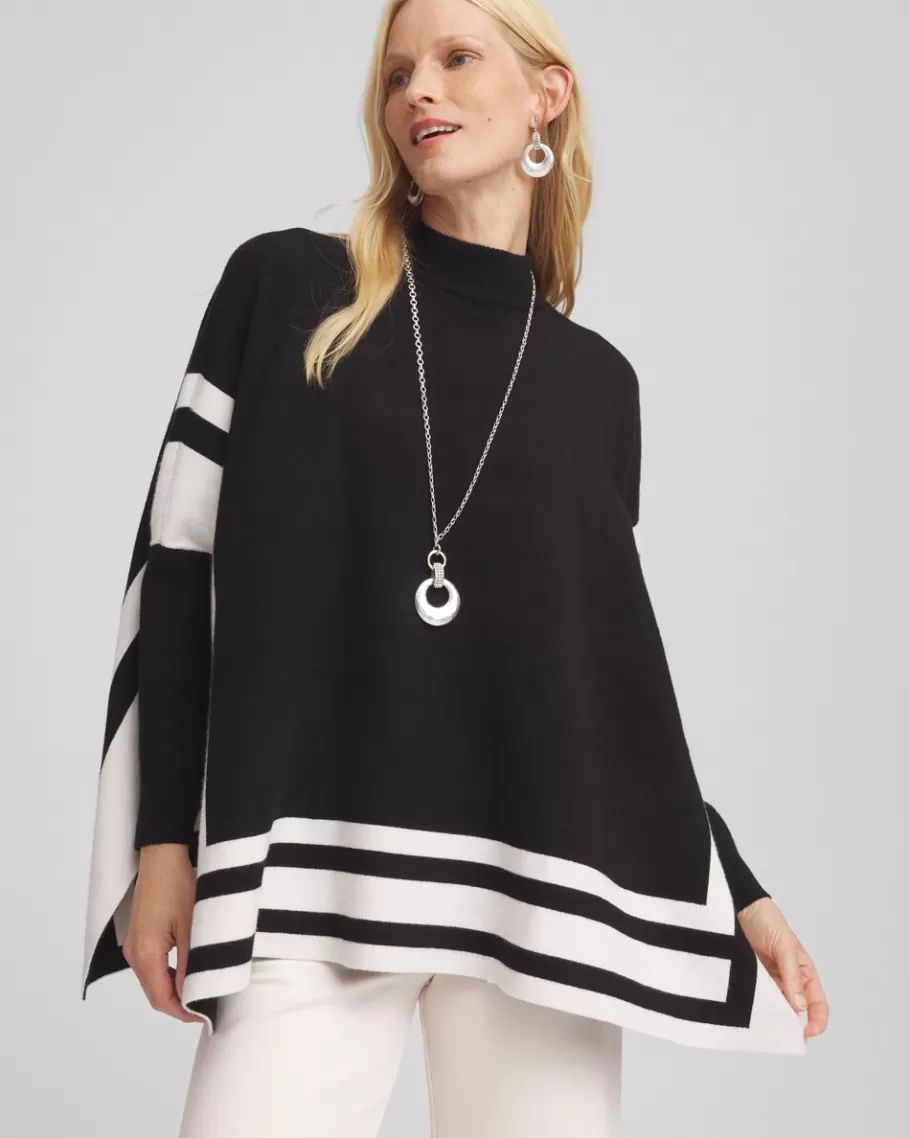 Chico's Colorblock Sweater Poncho