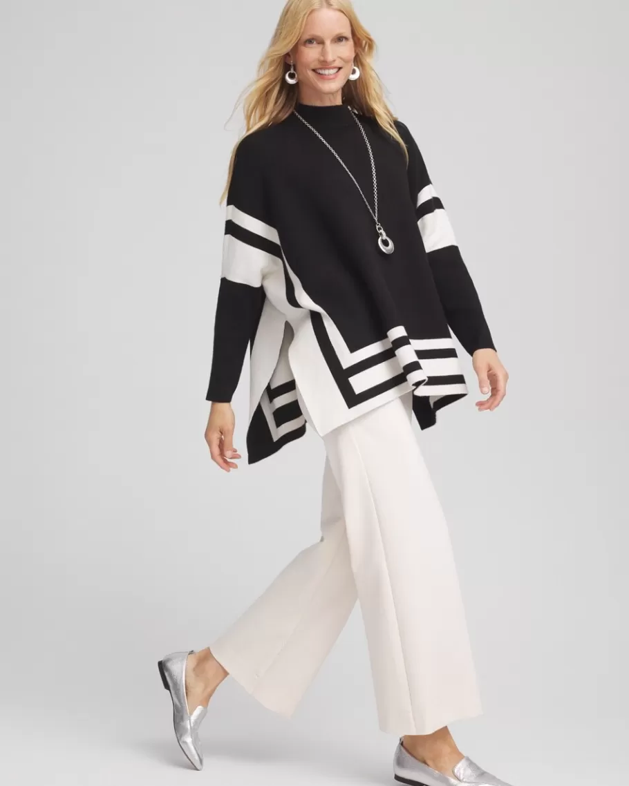 Chico's Colorblock Sweater Poncho