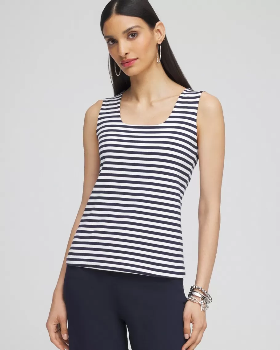 Chico's Contour Cotton™ Stripe Square Neck Tank