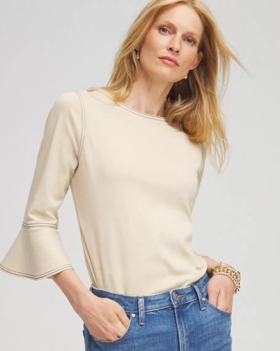 Chico's Contrast Stitch Detail Top