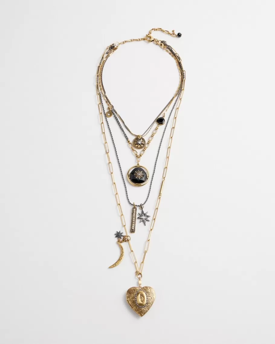 Chico's Convertible Multi Strand Locket Necklace