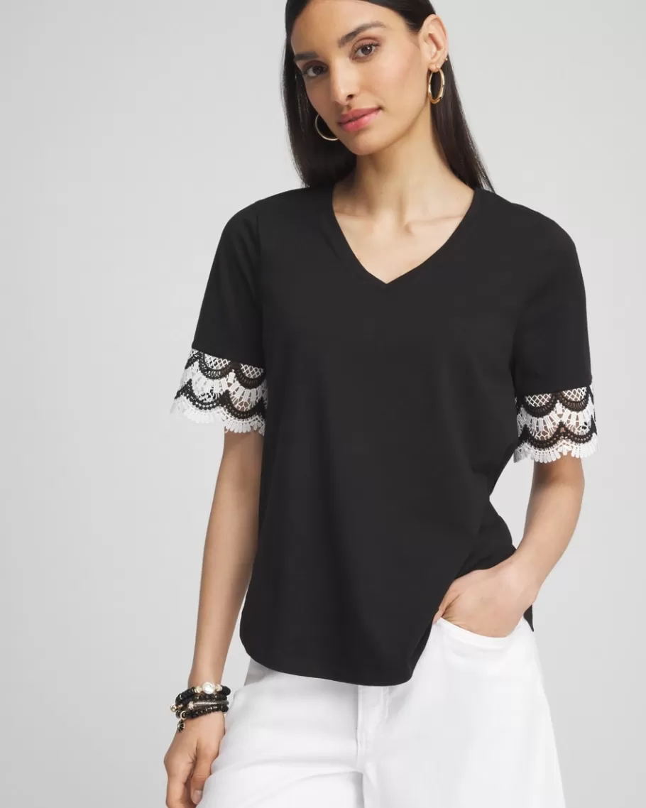 Chico's Crochet Trim Tee