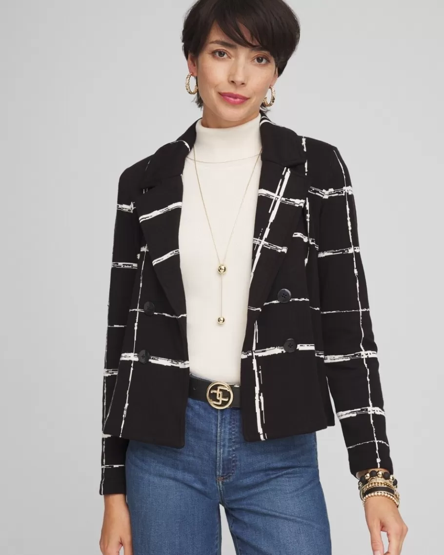 Chico's Cropped Double-Breasted Sweater Blazer