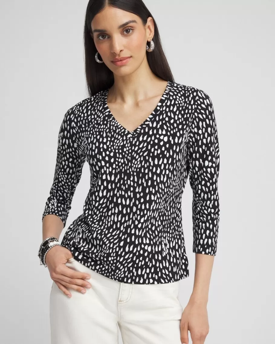 Chico's Dot Print 3/4 Sleeve Perfect Tee