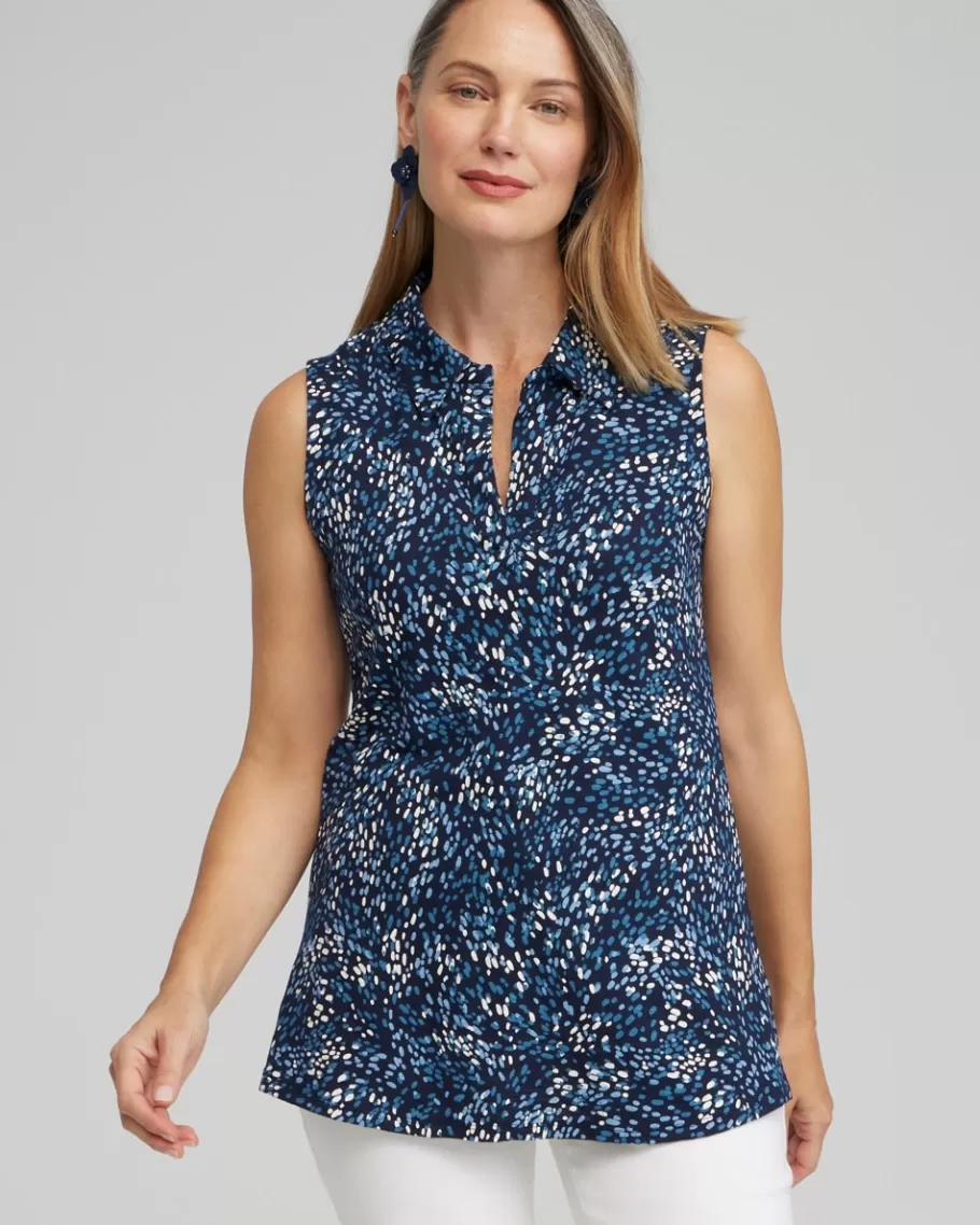 Chico's Dot Print Collared Tunic Tank