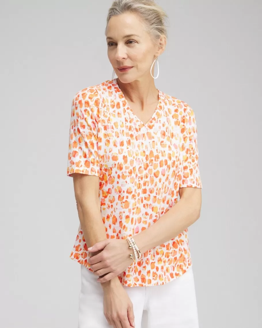 Chico's Dots Elbow Sleeve A-line Tee