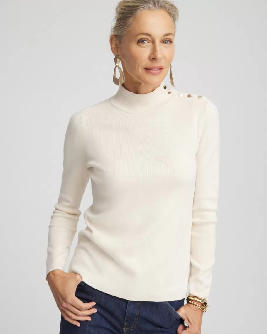 Chico's Ecovero™ Button Mock Neck Sweater