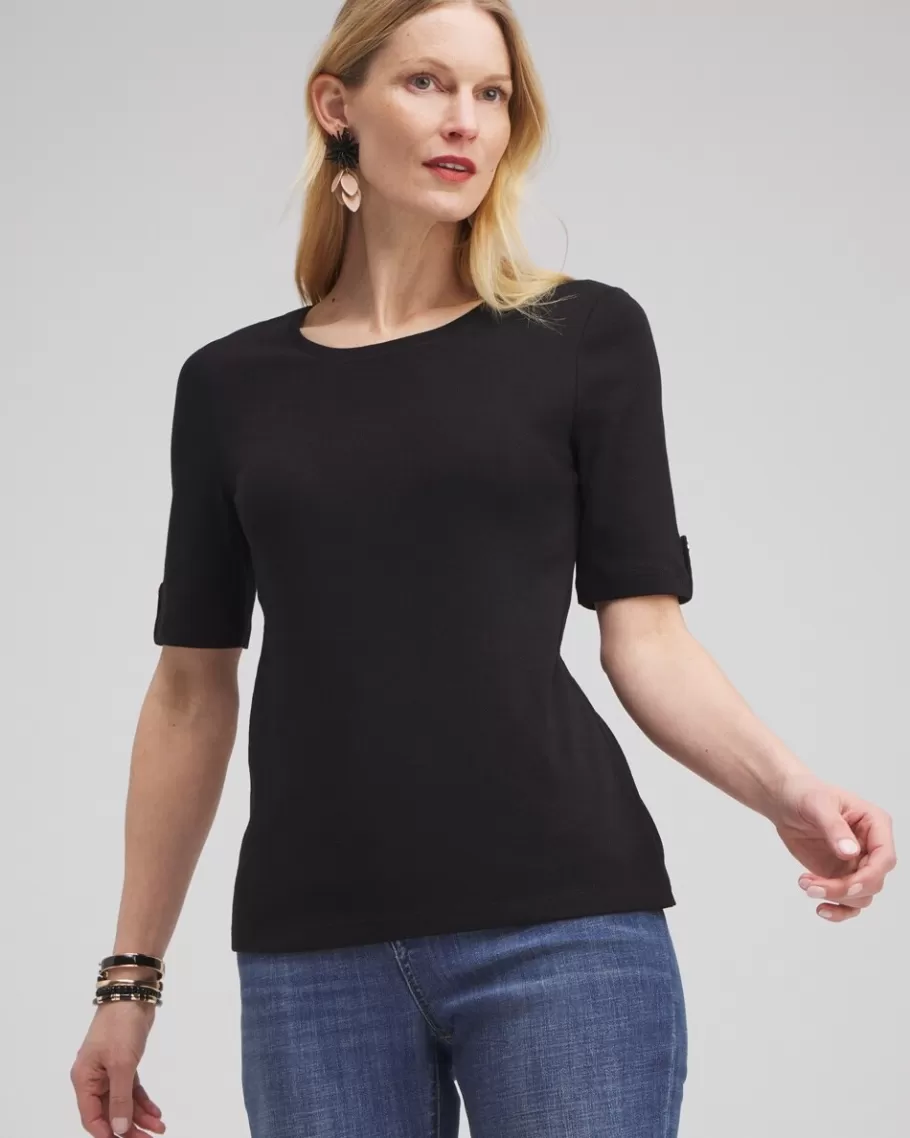 Chico's Elbow Sleeve Cotton Tee