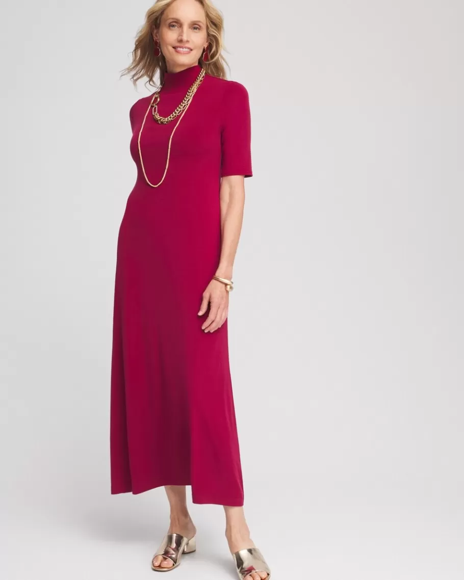 Chico's Elbow-sleeve Mock Neck Maxi Dress