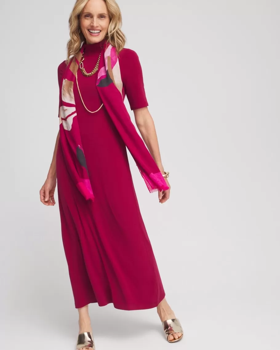 Chico's Elbow-sleeve Mock Neck Maxi Dress