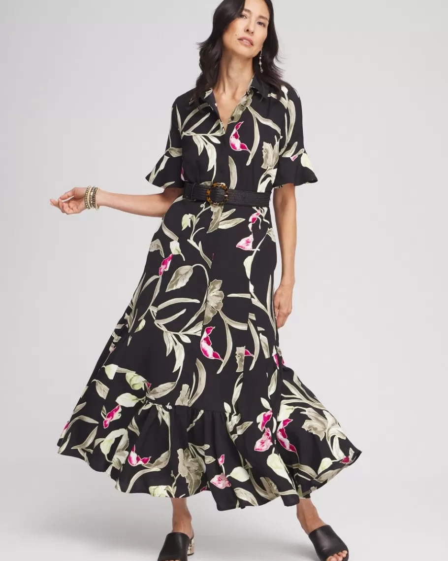 Chico's Elbow-sleeve Tiered Maxi Dress