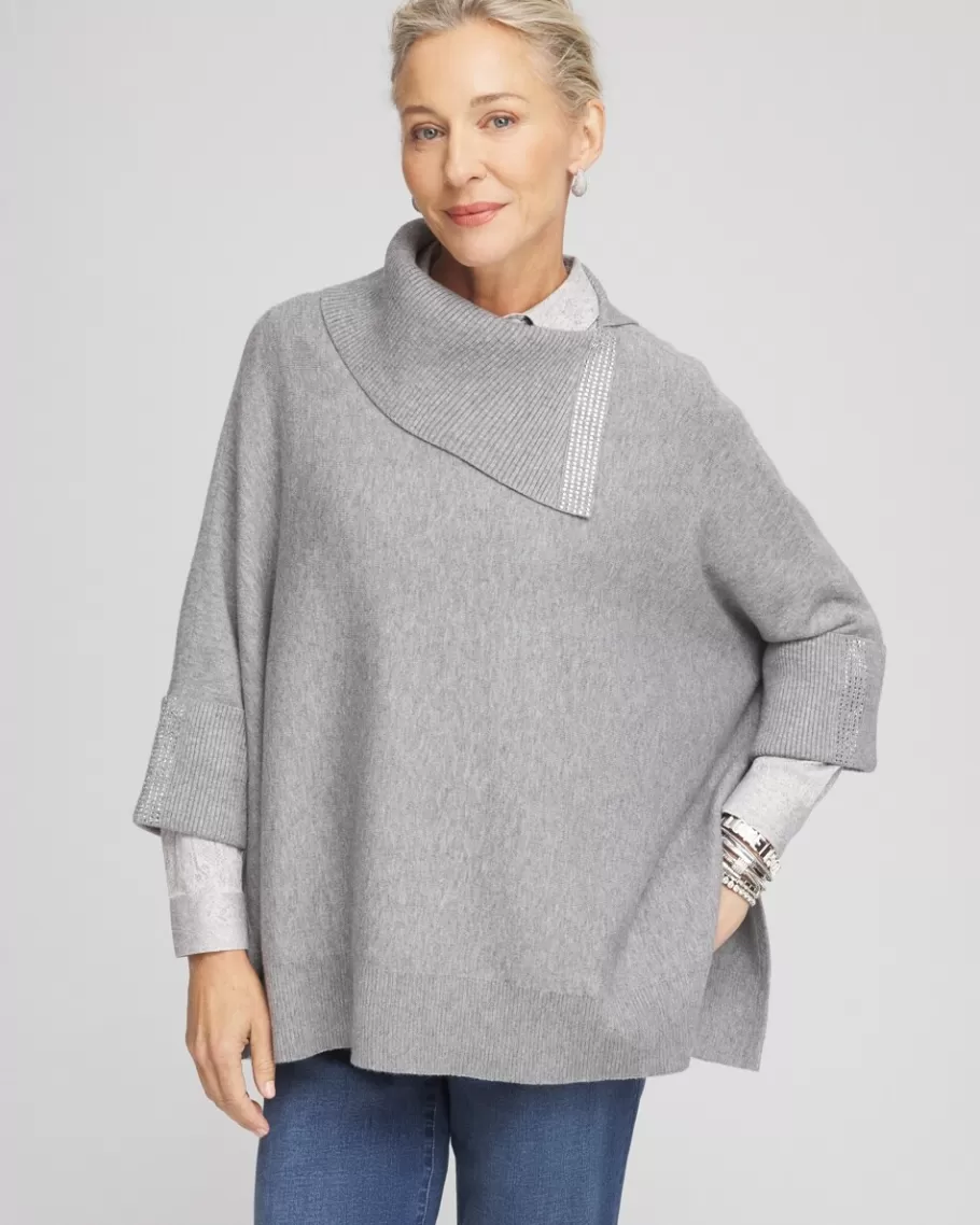 Chico's Embellished Cashmere Blend Poncho