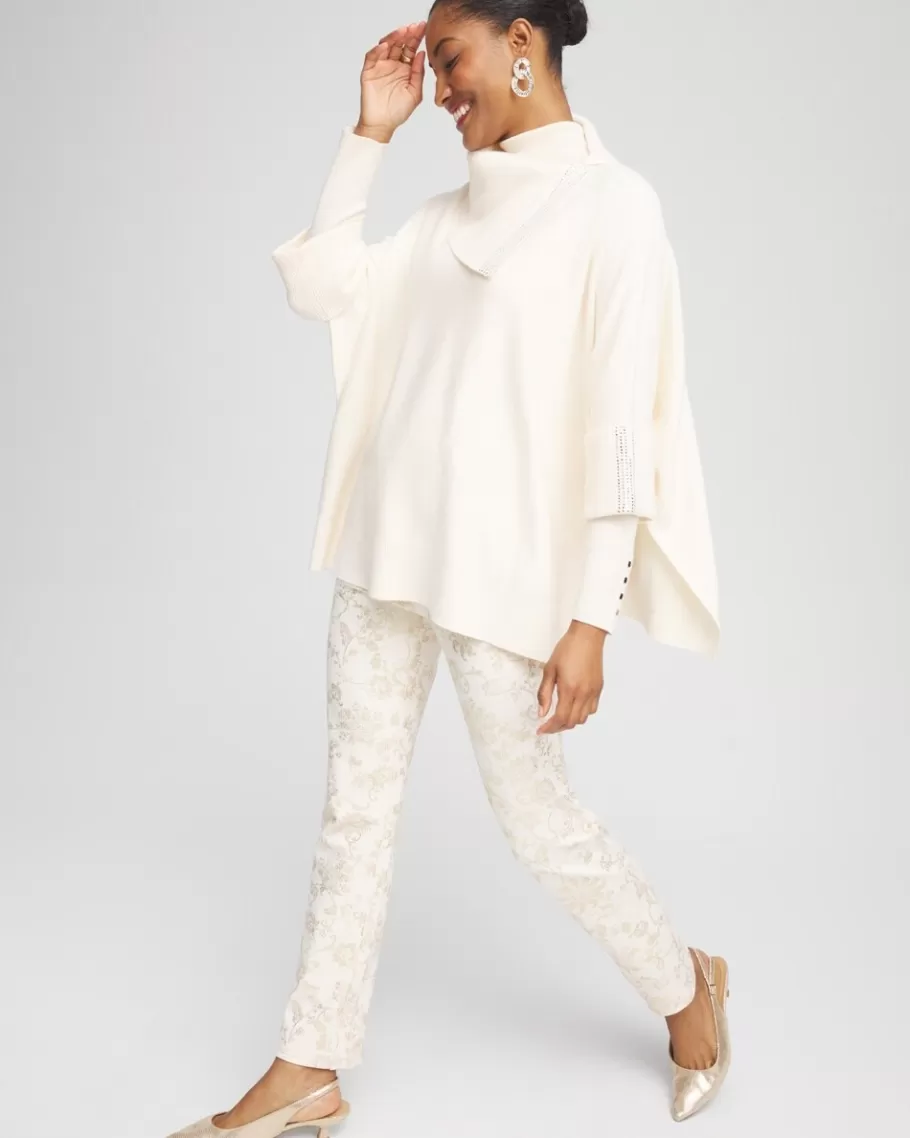 Chico's Embellished Cashmere Blend Poncho