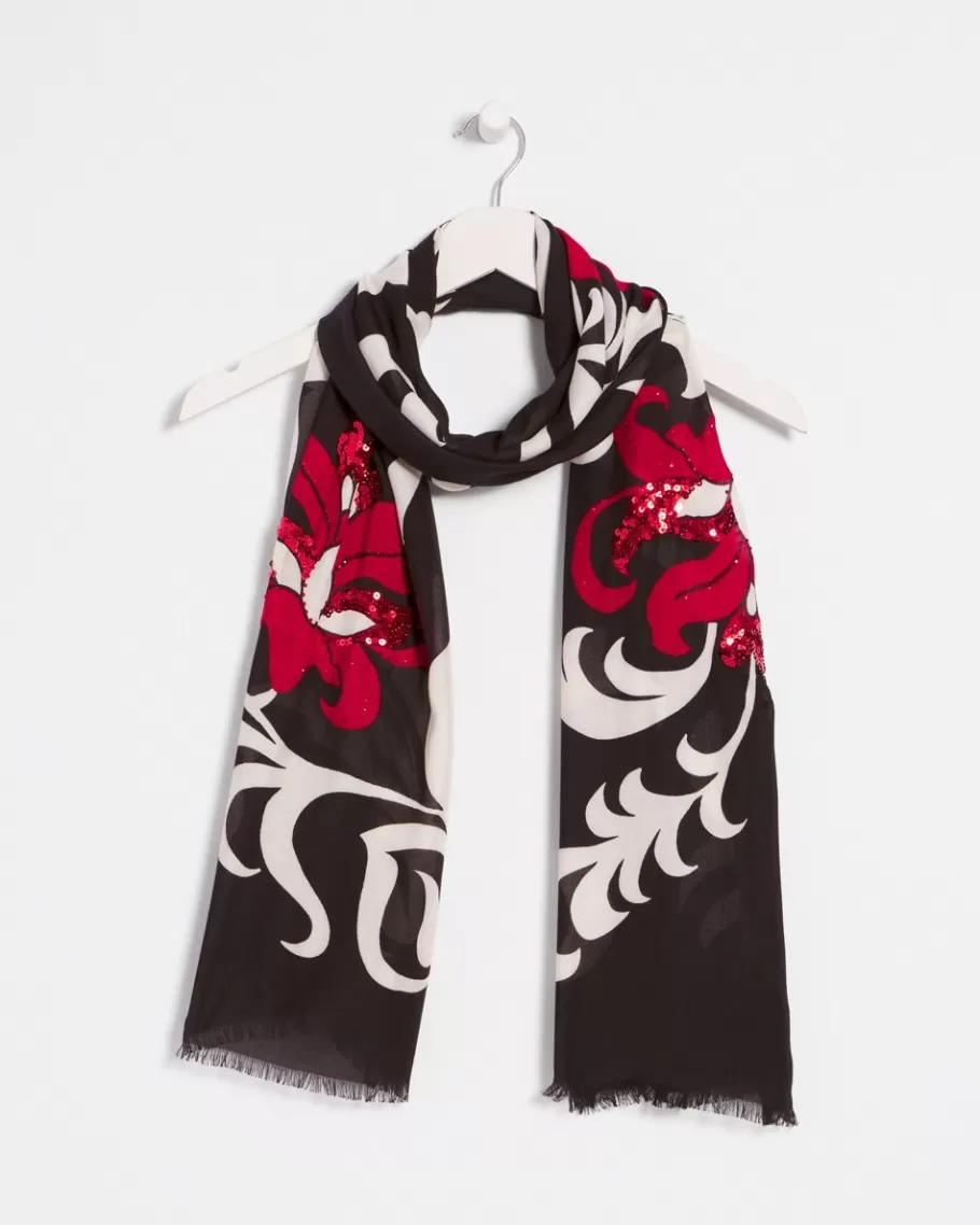 Chico's Embellished Floral Scarf