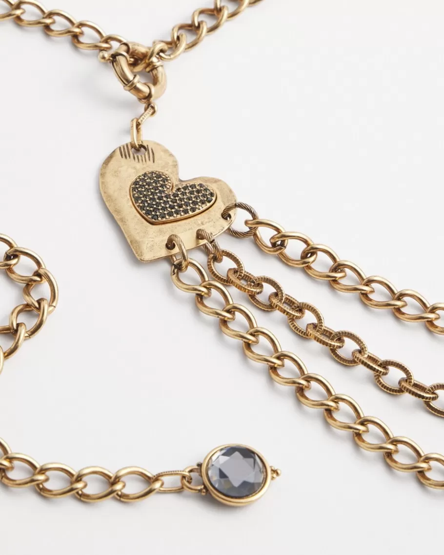 Chico's Embellished Heart Chain Belt