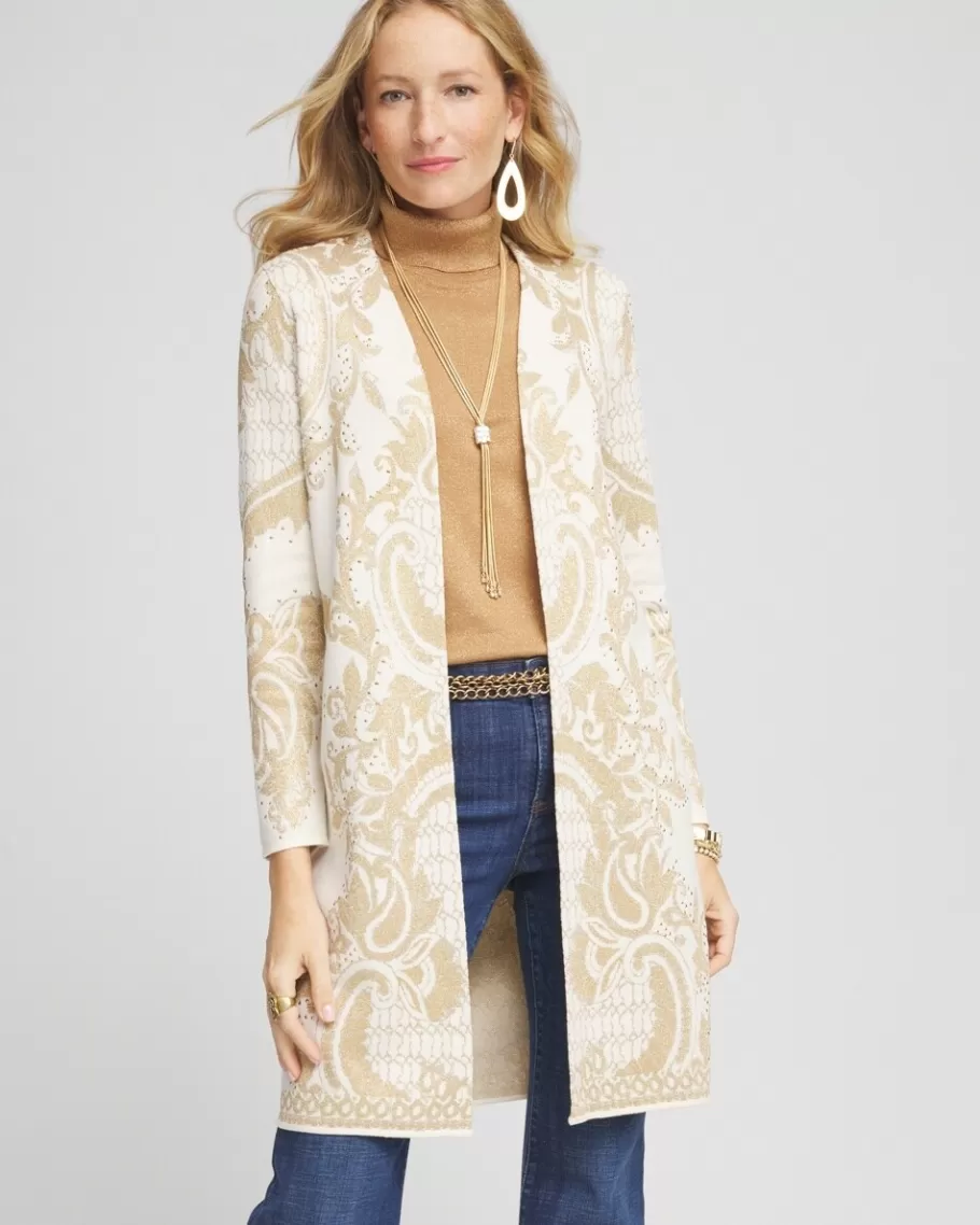 Chico's Embellished Jacquard Cardigan