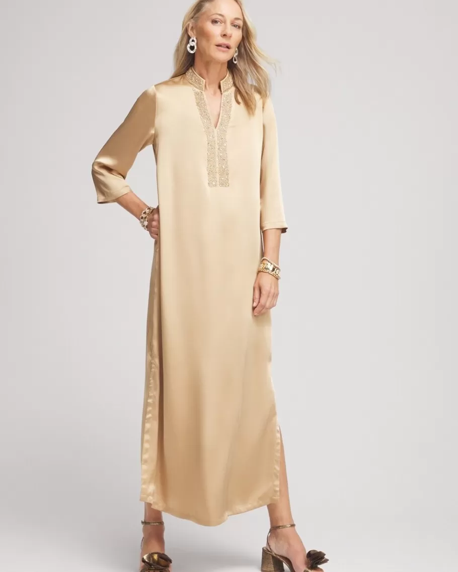 Chico's Embellished Satin Maxi Dress