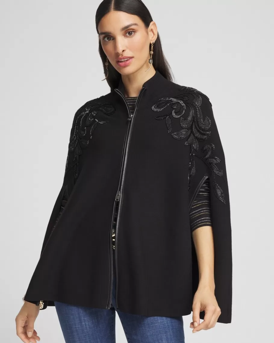 Chico's Embellished Zip Front Cape