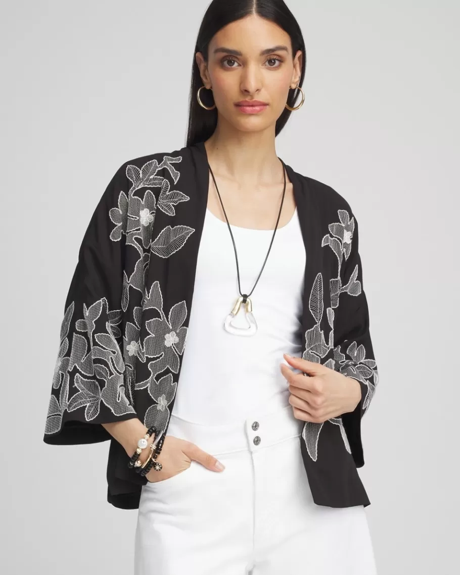 Chico's Embroidered Floral Kimono