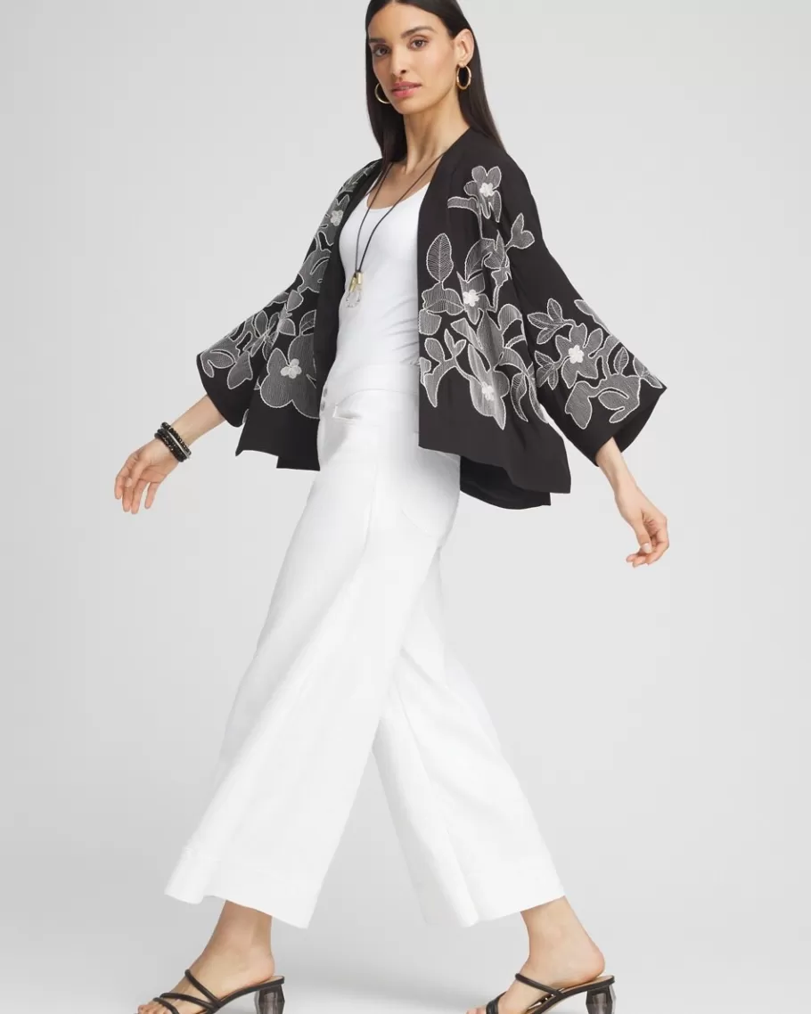 Chico's Embroidered Floral Kimono