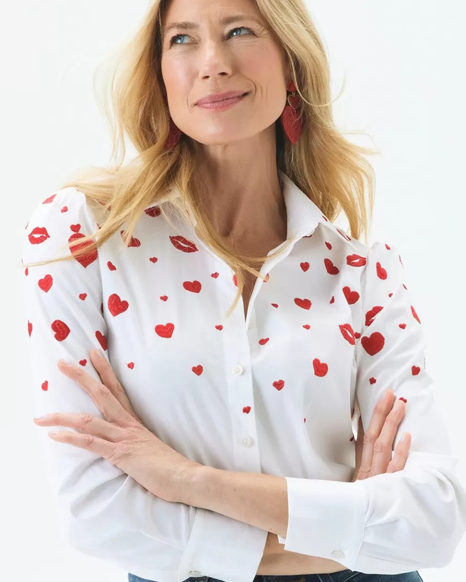 Chico's Embroidered Hearts Shirt