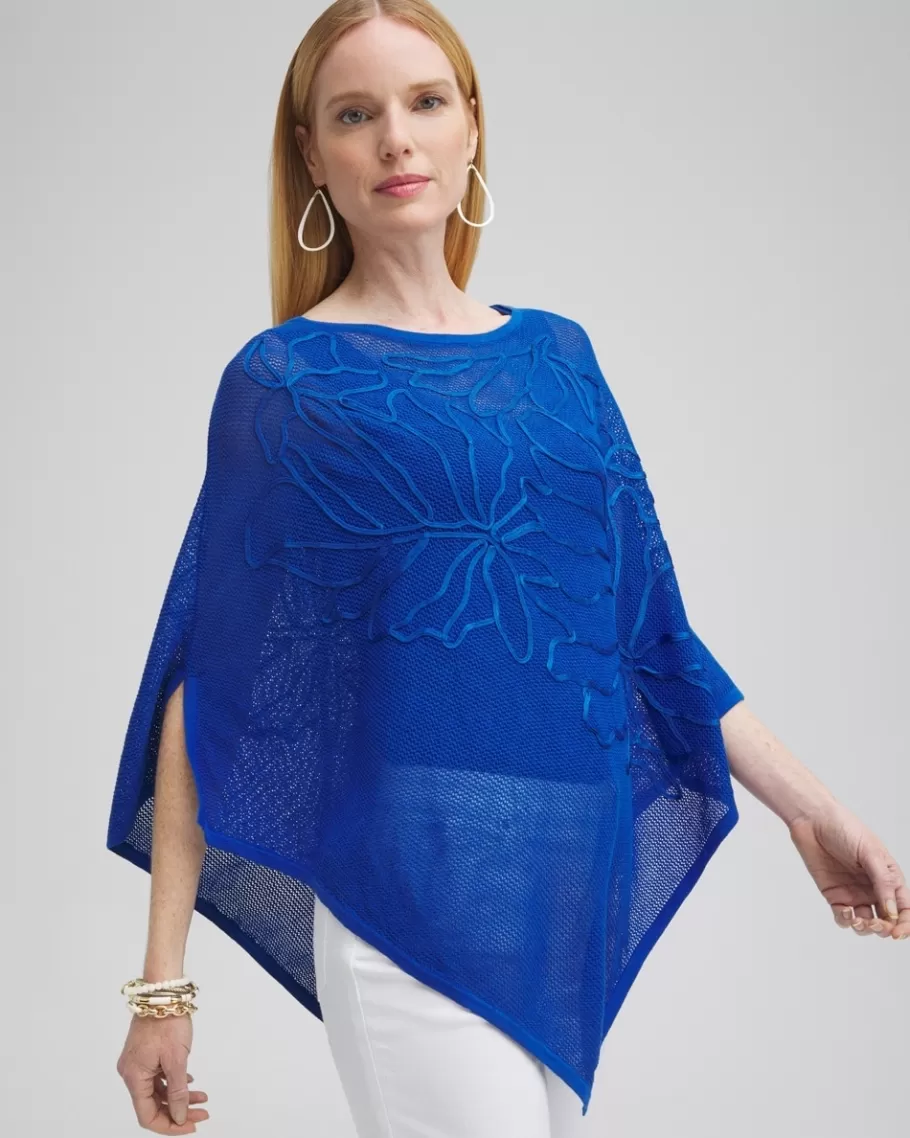 Chico's Embroidered Knit Triangle Poncho